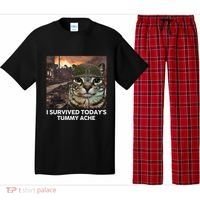 I Survived TodayS Tummy Ache Funny Cat Meme Pajama Set thumb 0