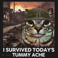 I Survived TodayS Tummy Ache Funny Cat Meme Women's Hoodie thumb 2