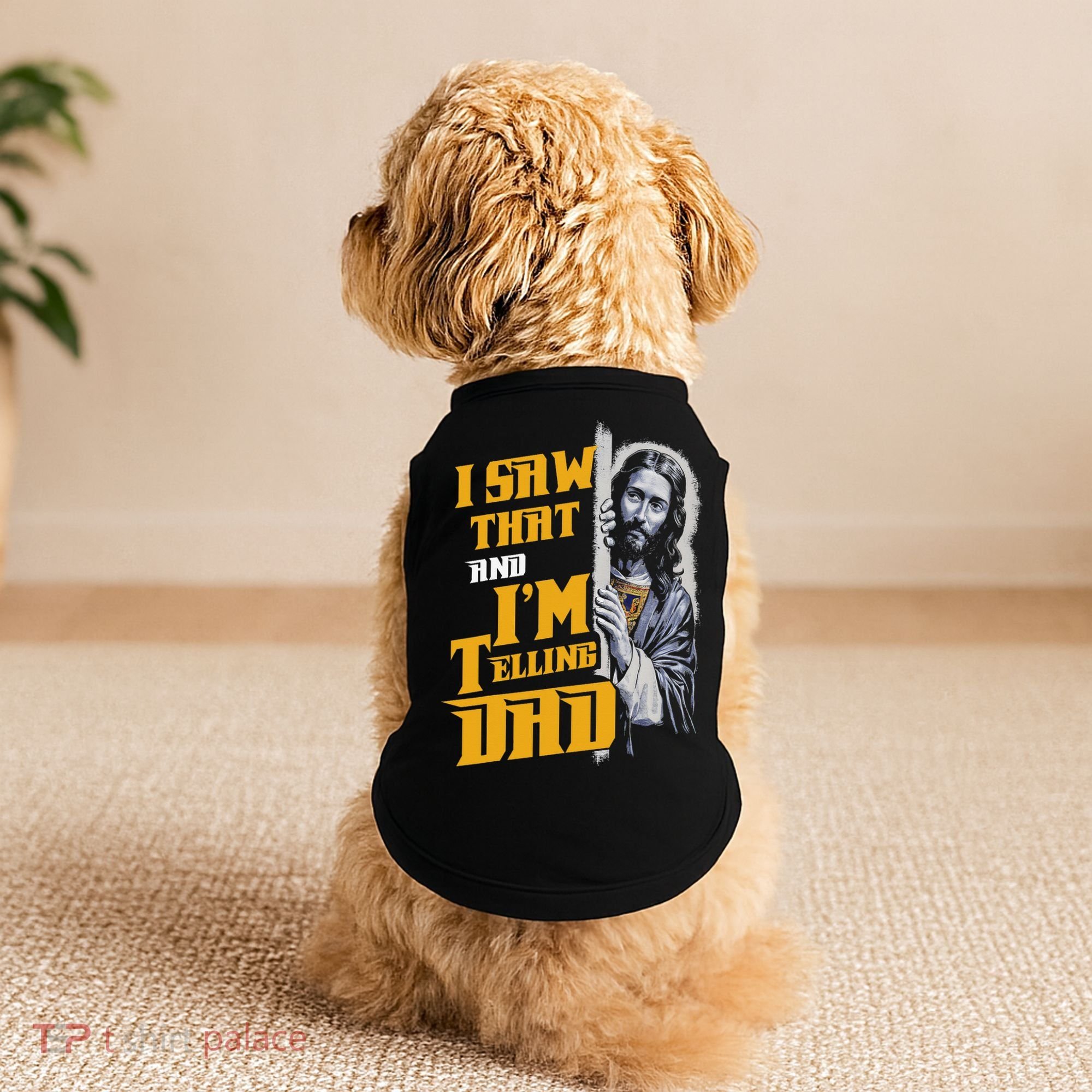 I Saw That Im Telling Dad Funny Religious Christian Jesus Doggie Tank