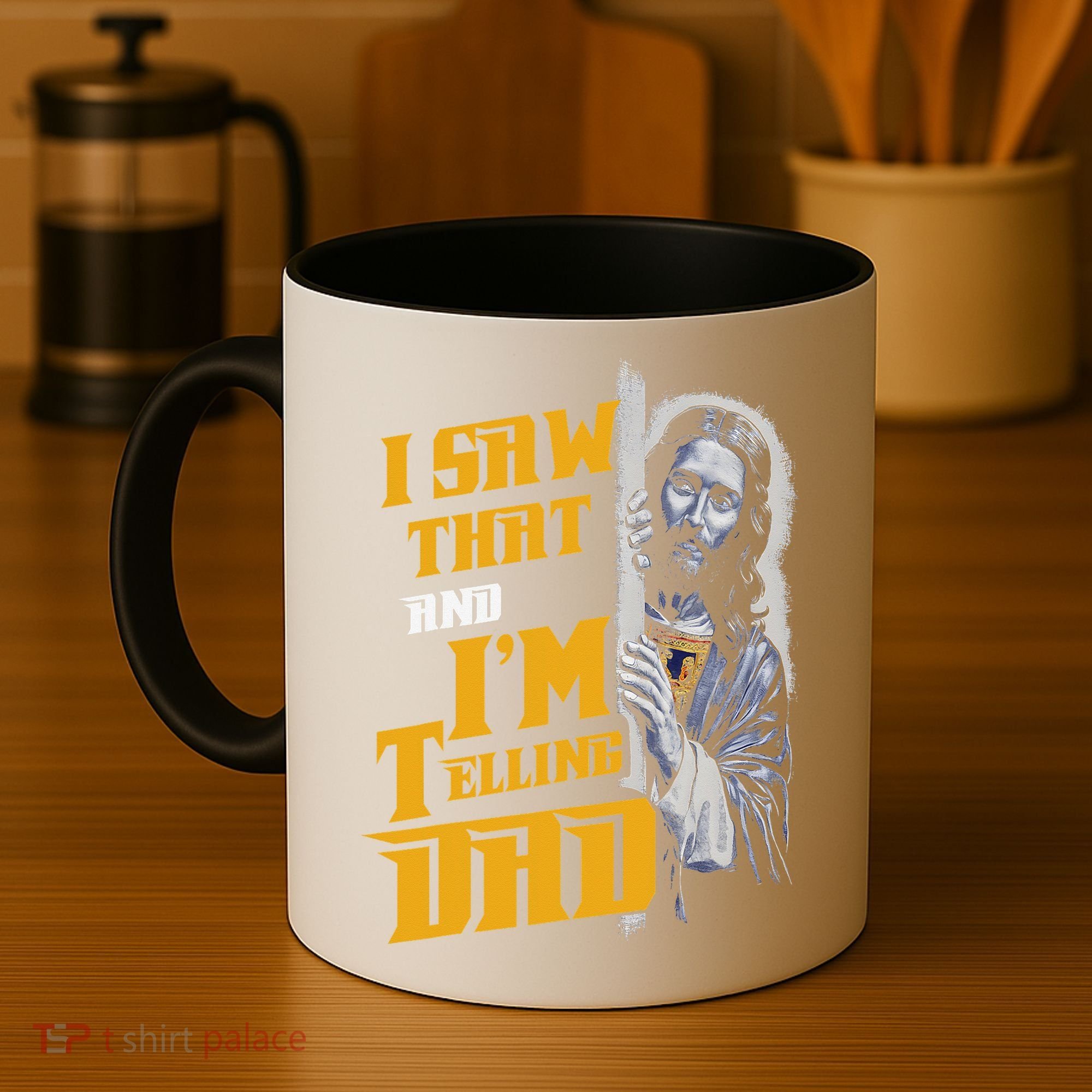 I Saw That Im Telling Dad Funny Religious Christian Jesus Coffee Mug