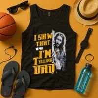 I Saw That Im Telling Dad Funny Religious Christian Jesus Tank Top thumb 4