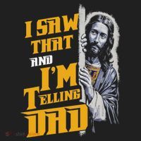 I Saw That Im Telling Dad Funny Religious Christian Jesus Golf Towel thumb 3