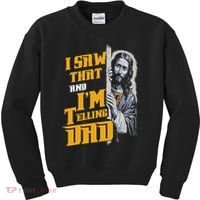 I Saw That Im Telling Dad Funny Religious Christian Jesus Kids Sweatshirt thumb 0