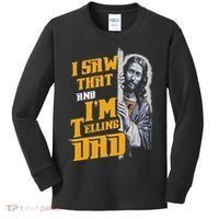 I Saw That Im Telling Dad Funny Religious Christian Jesus Kids Long Sleeve Shirt thumb 0