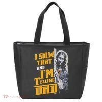 I Saw That Im Telling Dad Funny Religious Christian Jesus Tote Bag thumb 0