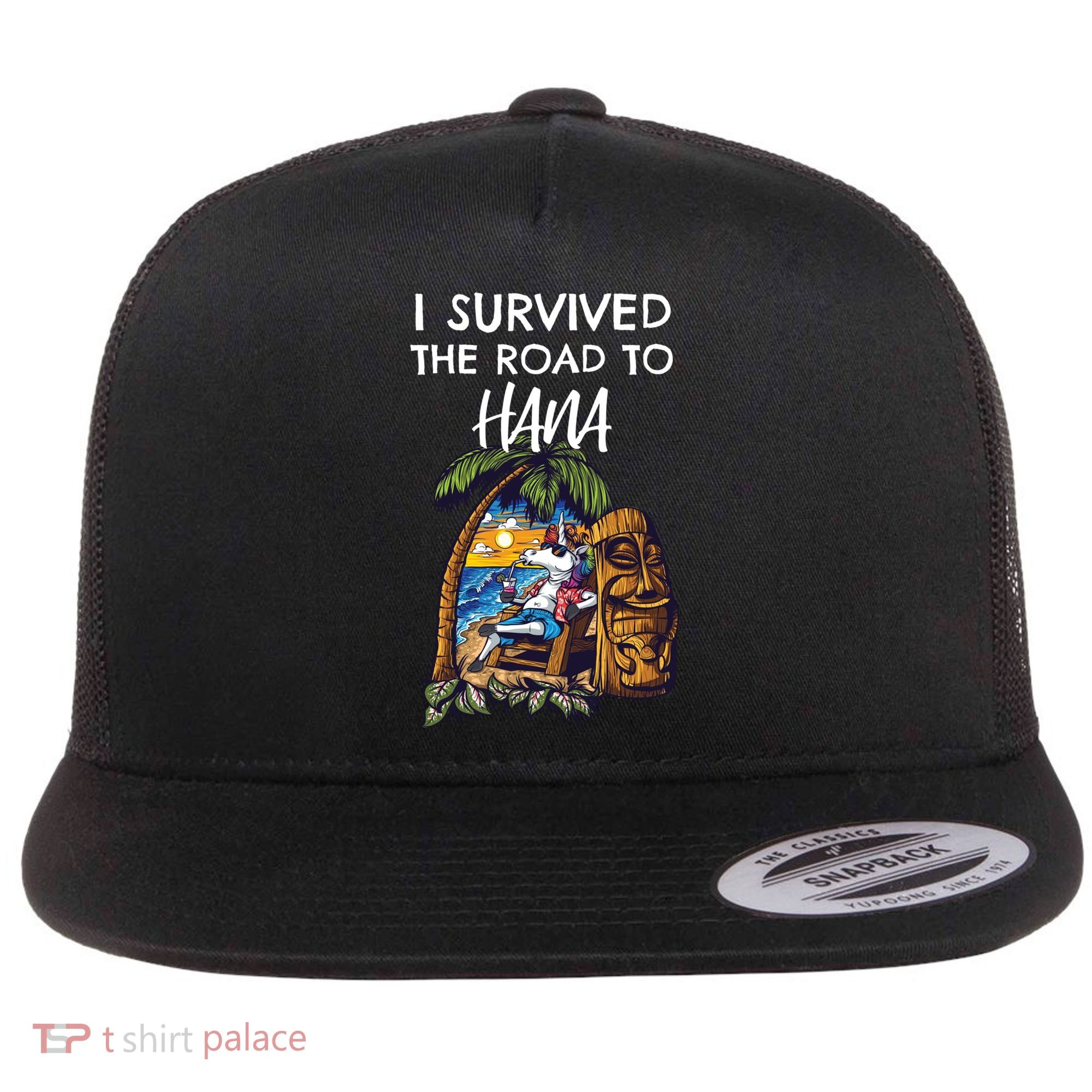 I Survived The Road To Hana Gift Flat Bill Trucker Hat