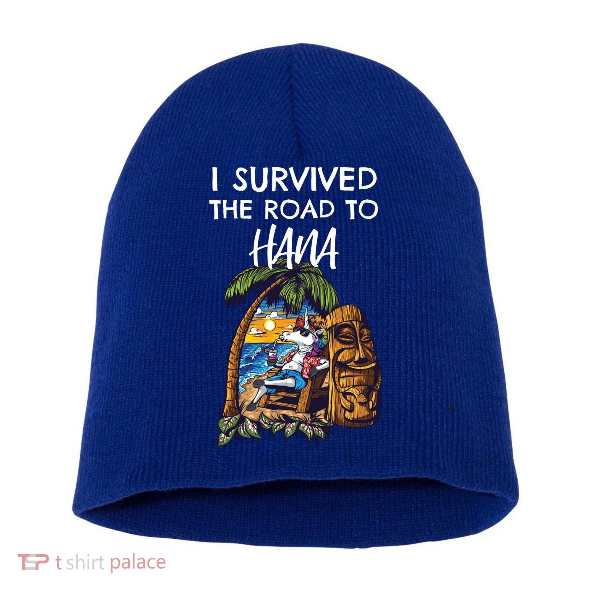 I Survived The Road To Hana Gift Short Acrylic Beanie