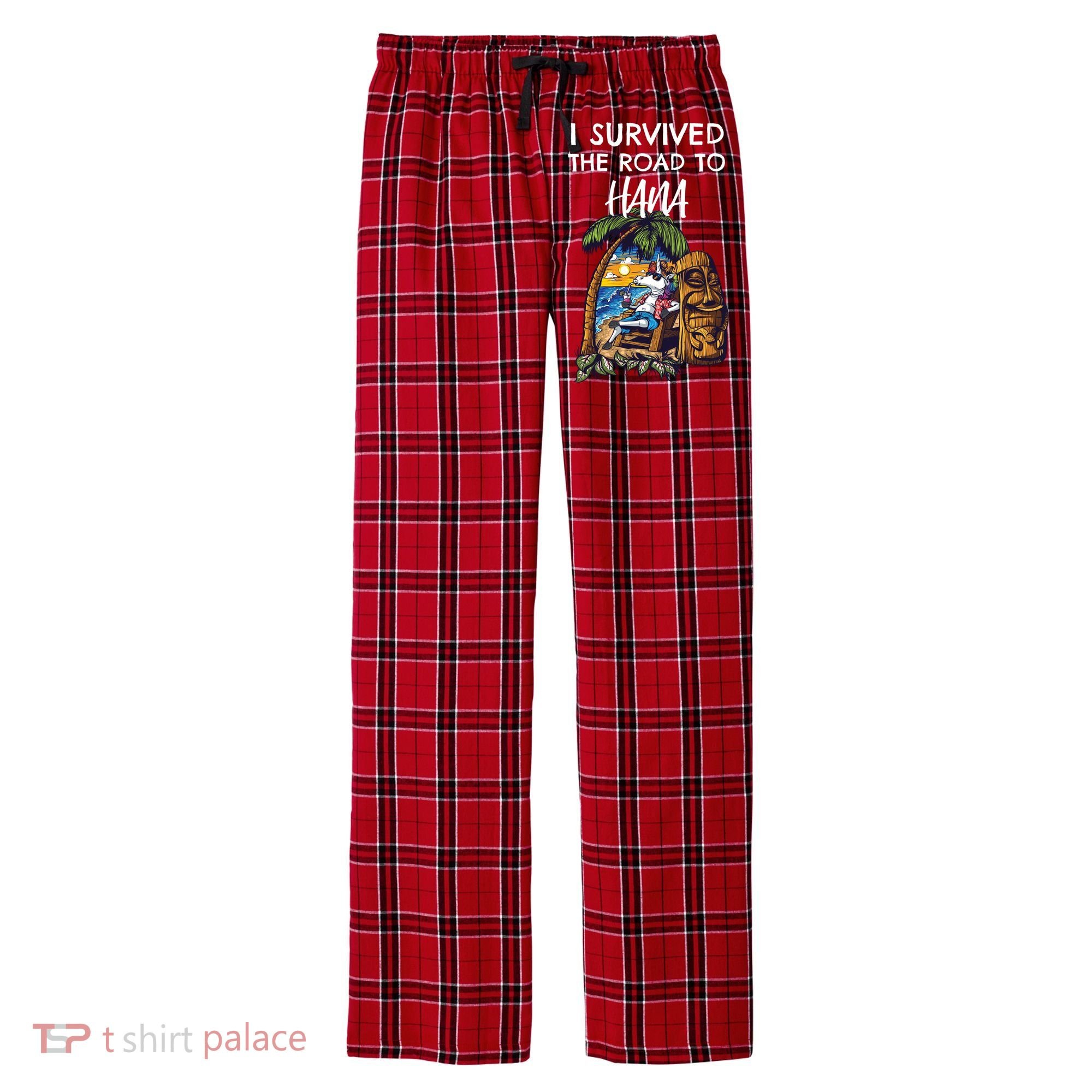 I Survived The Road To Hana Gift Men's Flannel Plaid Pajama Pants