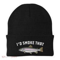 ID Smoke That Rainbow Trout Fish Bbq Barbecue Beanie thumb 0