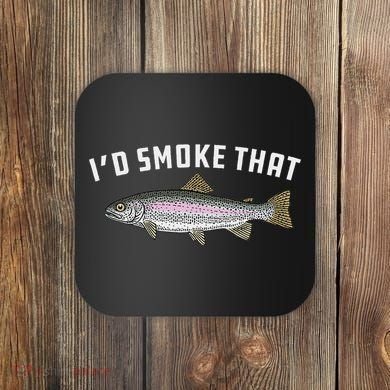 ID Smoke That Rainbow Trout Fish Bbq Barbecue Coaster