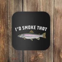 ID Smoke That Rainbow Trout Fish Bbq Barbecue Coaster thumb 0