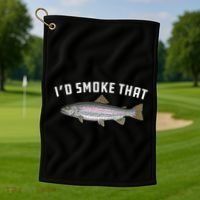 ID Smoke That Rainbow Trout Fish Bbq Barbecue Golf Towel thumb 1