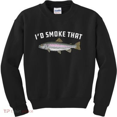 ID Smoke That Rainbow Trout Fish Bbq Barbecue Kids Sweatshirt