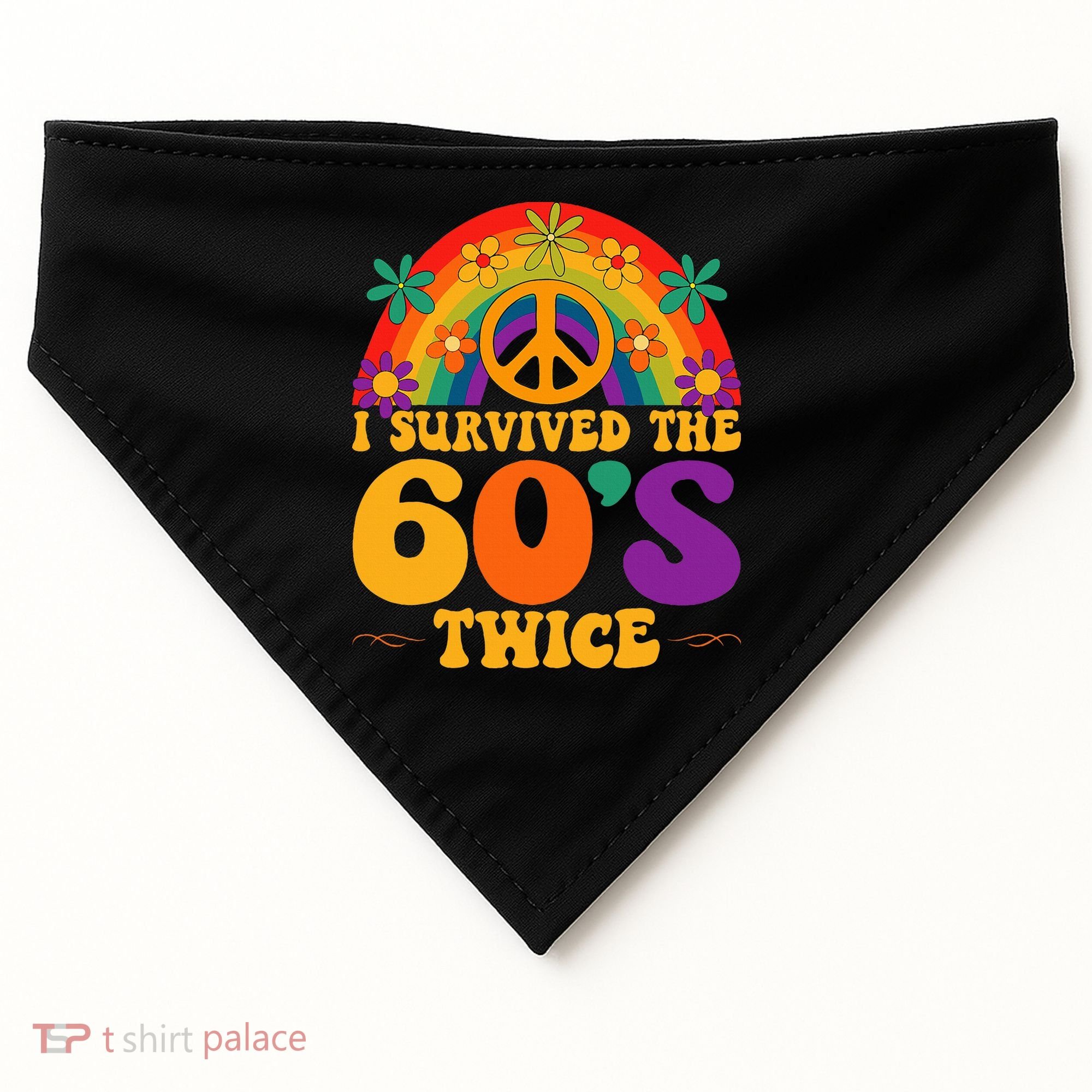 I Survived The 60s Twice Sixties 70th Birthday USA-Made Doggie Bandana