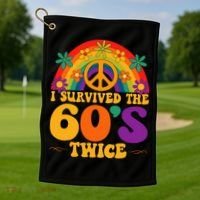 I Survived The 60s Twice Sixties 70th Birthday Golf Towel thumb 1
