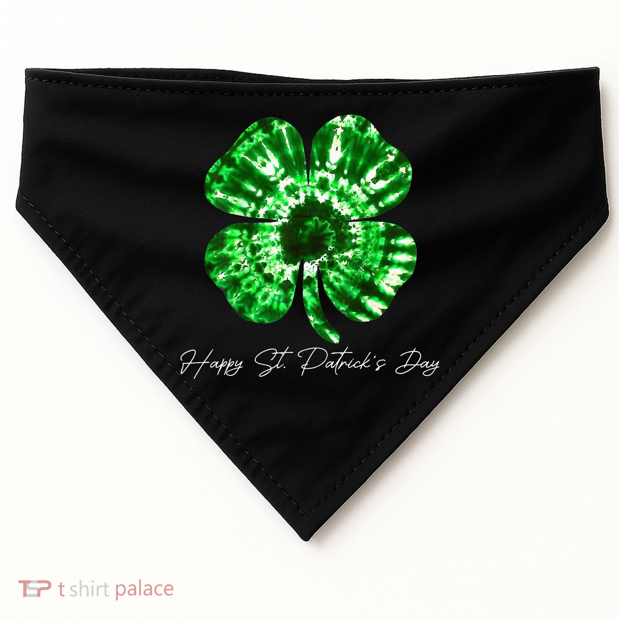 Irish Shamrock Tie Dye Happy St Patrick's Day Go Lucky Gift USA-Made Doggie Bandana