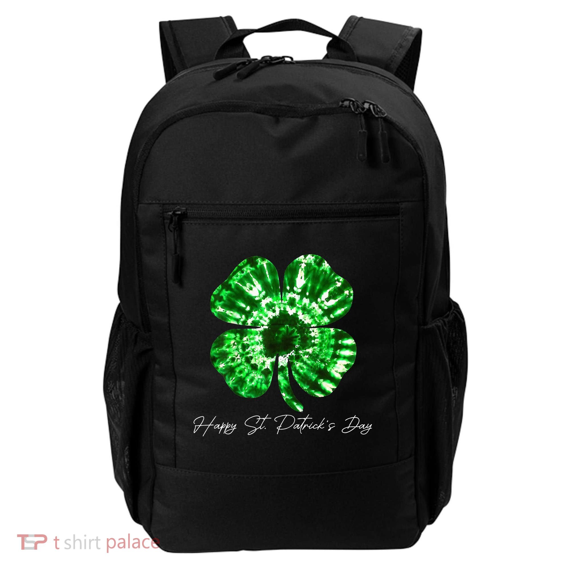 Irish Shamrock Tie Dye Happy St Patrick's Day Go Lucky Gift Backpack