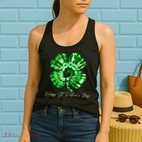 Irish Shamrock Tie Dye Happy St Patrick's Day Go Lucky Gift Women's Tank Top thumb 2