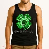 Irish Shamrock Tie Dye Happy St Patrick's Day Go Lucky Gift Tank Top thumb 3