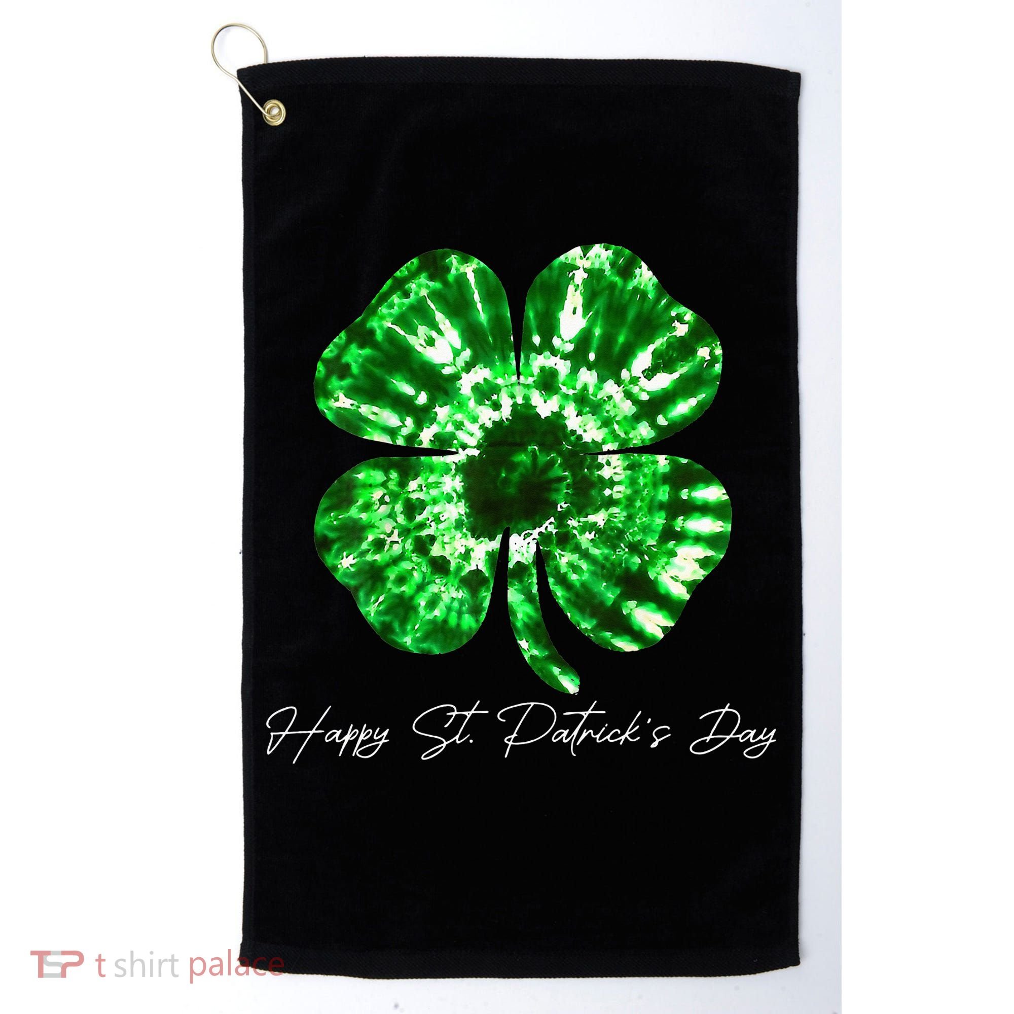 Irish Shamrock Tie Dye Happy St Patrick's Day Go Lucky Gift Golf Towel