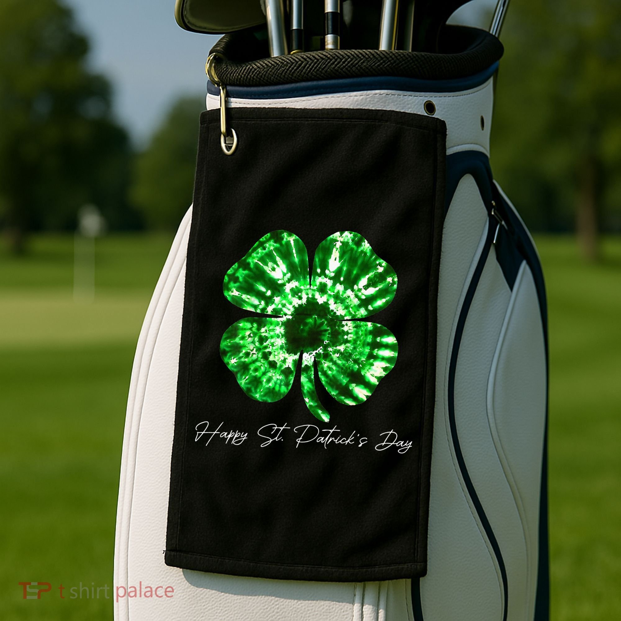 Irish Shamrock Tie Dye Happy St Patrick's Day Go Lucky Gift Golf Towel