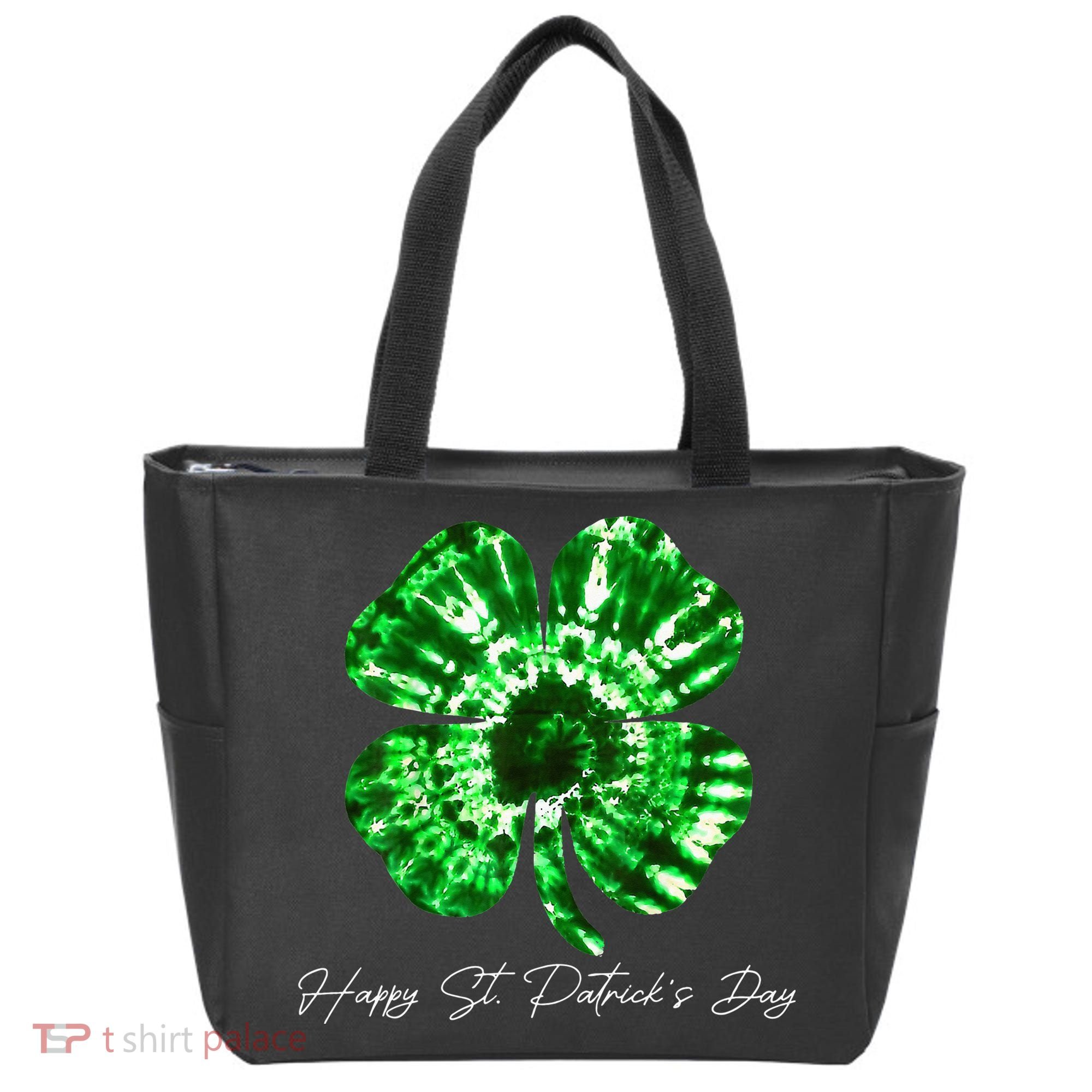 Irish Shamrock Tie Dye Happy St Patrick's Day Go Lucky Gift Tote Bag