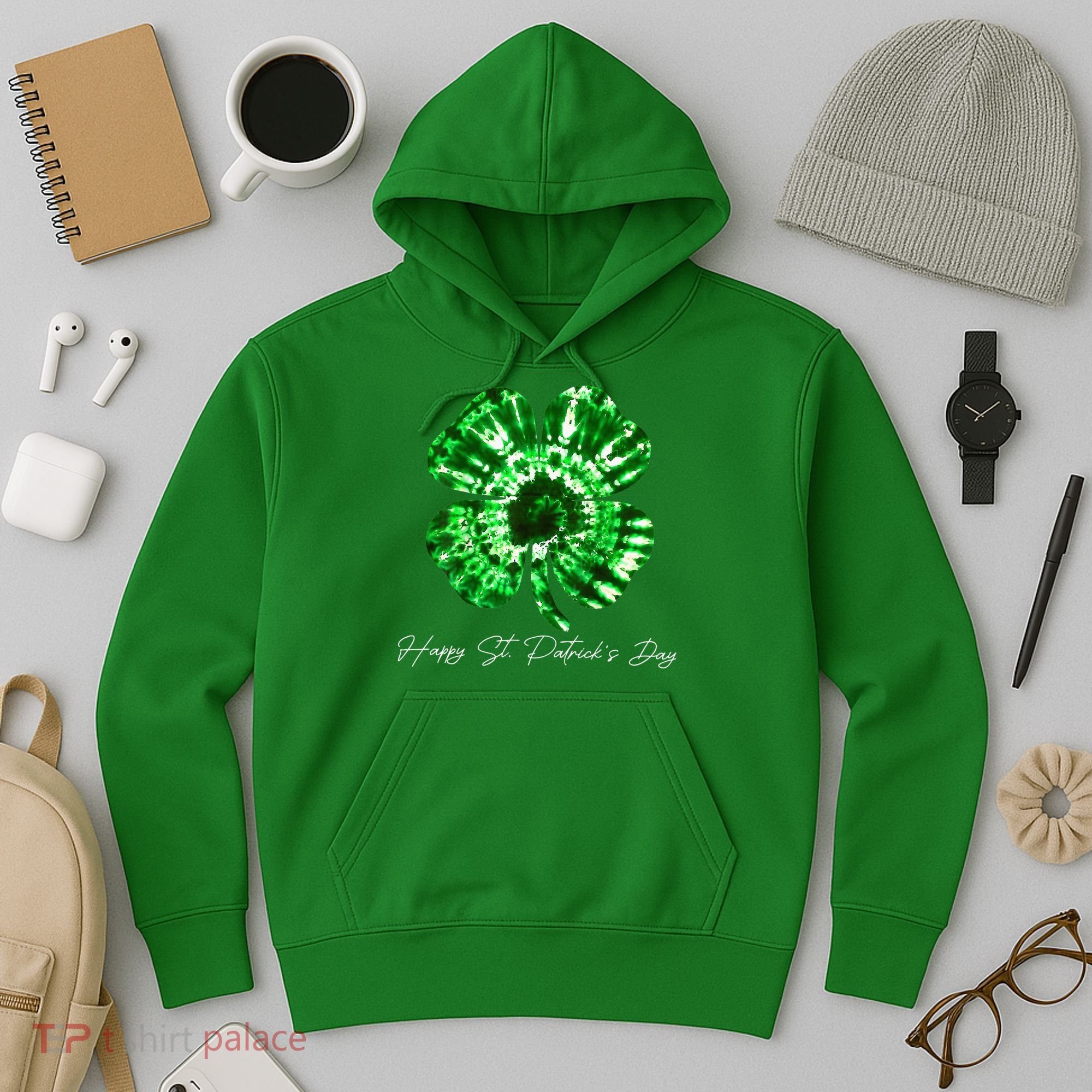 Irish Shamrock Tie Dye Happy St Patrick's Day Go Lucky Gift Hoodie