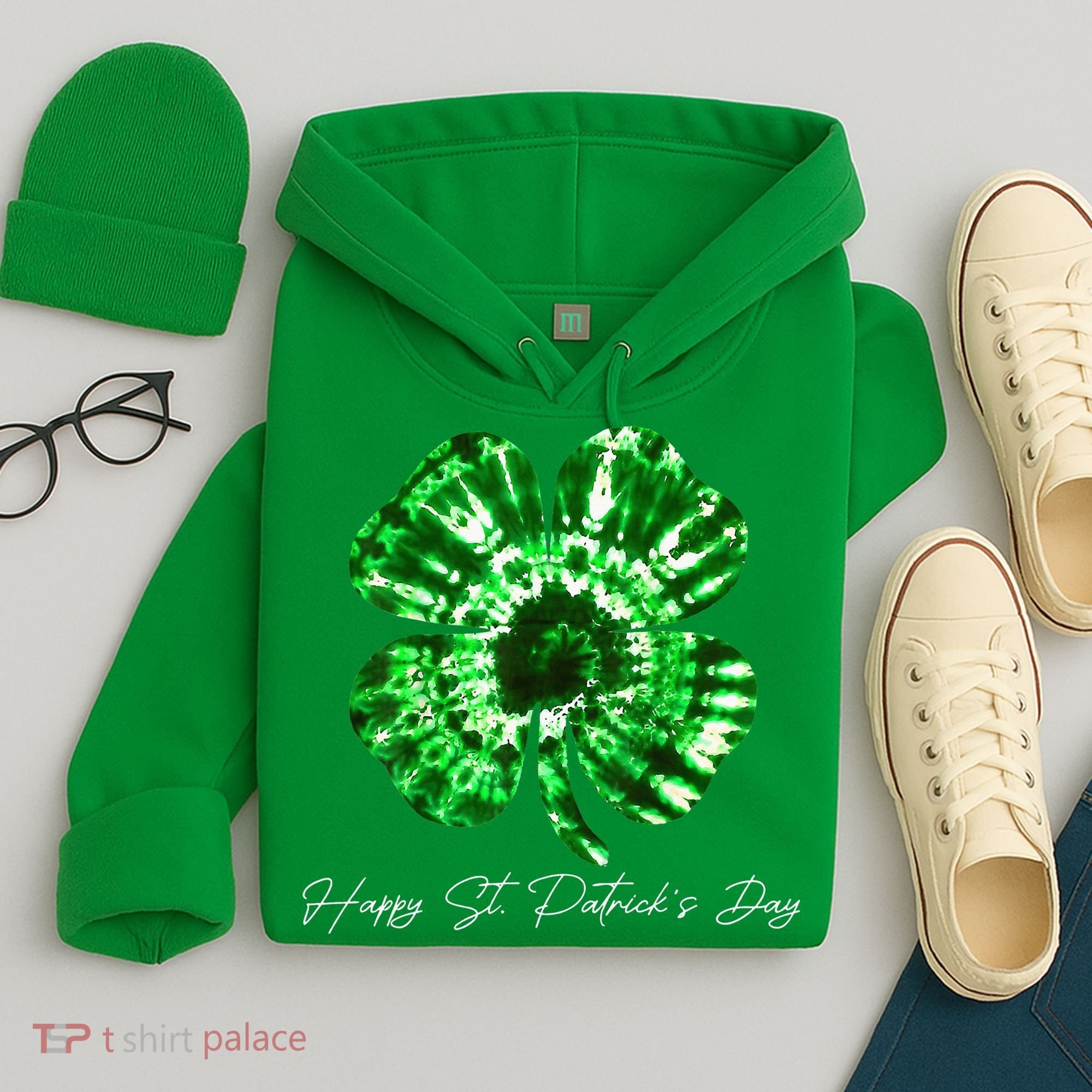 Irish Shamrock Tie Dye Happy St Patrick's Day Go Lucky Gift Hoodie