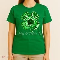 Irish Shamrock Tie Dye Happy St Patrick's Day Go Lucky Gift T-Shirt thumb 4