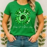 Irish Shamrock Tie Dye Happy St Patrick's Day Go Lucky Gift Women's T-Shirt thumb 2