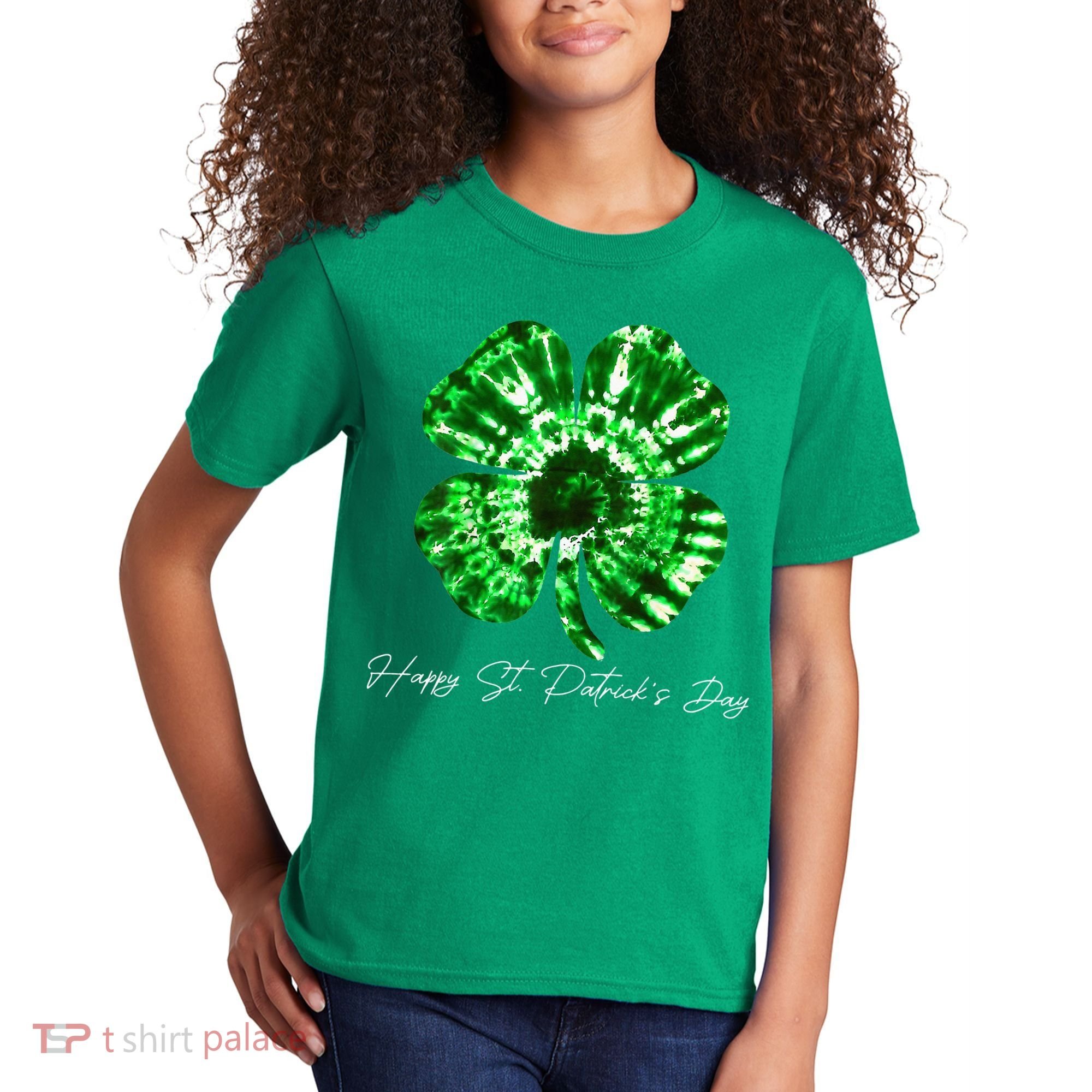 Irish Shamrock Tie Dye Happy St Patrick's Day Go Lucky Gift Kids T-Shirt