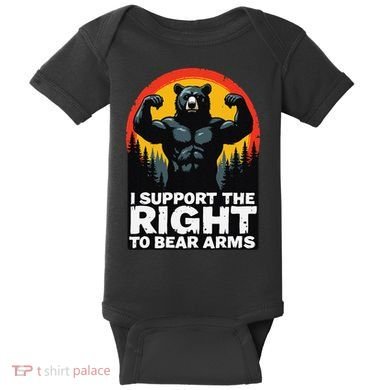 I Support The Right To Bear Arms Retro Bear Design Baby Bodysuit