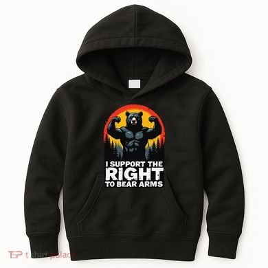 I Support The Right To Bear Arms Retro Bear Design Kids Hoodie
