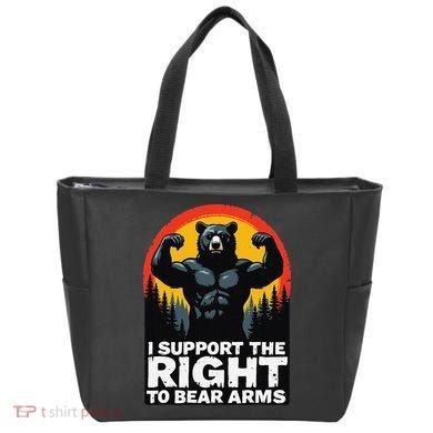 I Support The Right To Bear Arms Retro Bear Design Tote Bag