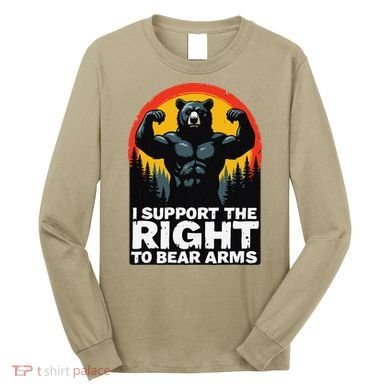 I Support The Right To Bear Arms Retro Bear Design Long Sleeve Shirt