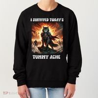 I Survived TodayS Tummy Ache Groovy Funny Cat Women's Sweatshirt thumb 0