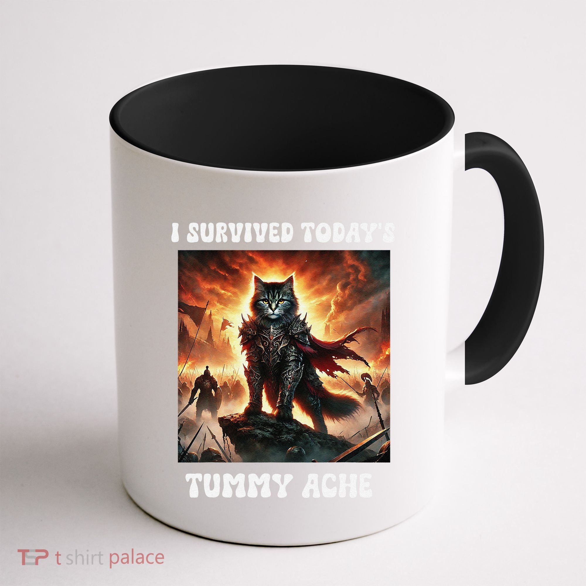 I Survived TodayS Tummy Ache Groovy Funny Cat Coffee Mug
