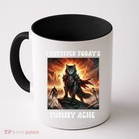 I Survived TodayS Tummy Ache Groovy Funny Cat Coffee Mug thumb 0