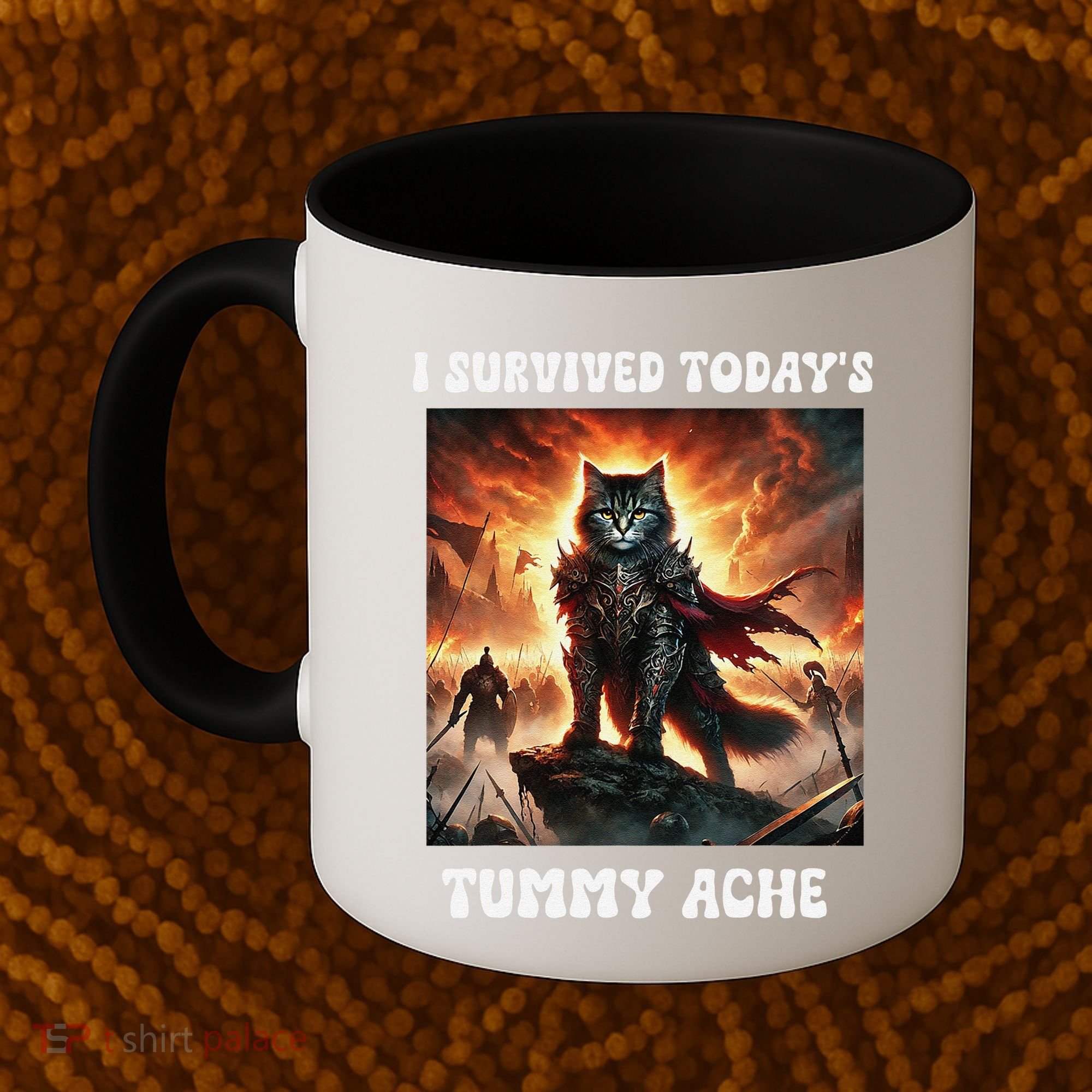 I Survived TodayS Tummy Ache Groovy Funny Cat Coffee Mug