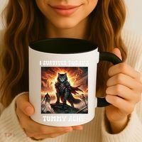 I Survived TodayS Tummy Ache Groovy Funny Cat Coffee Mug thumb 3
