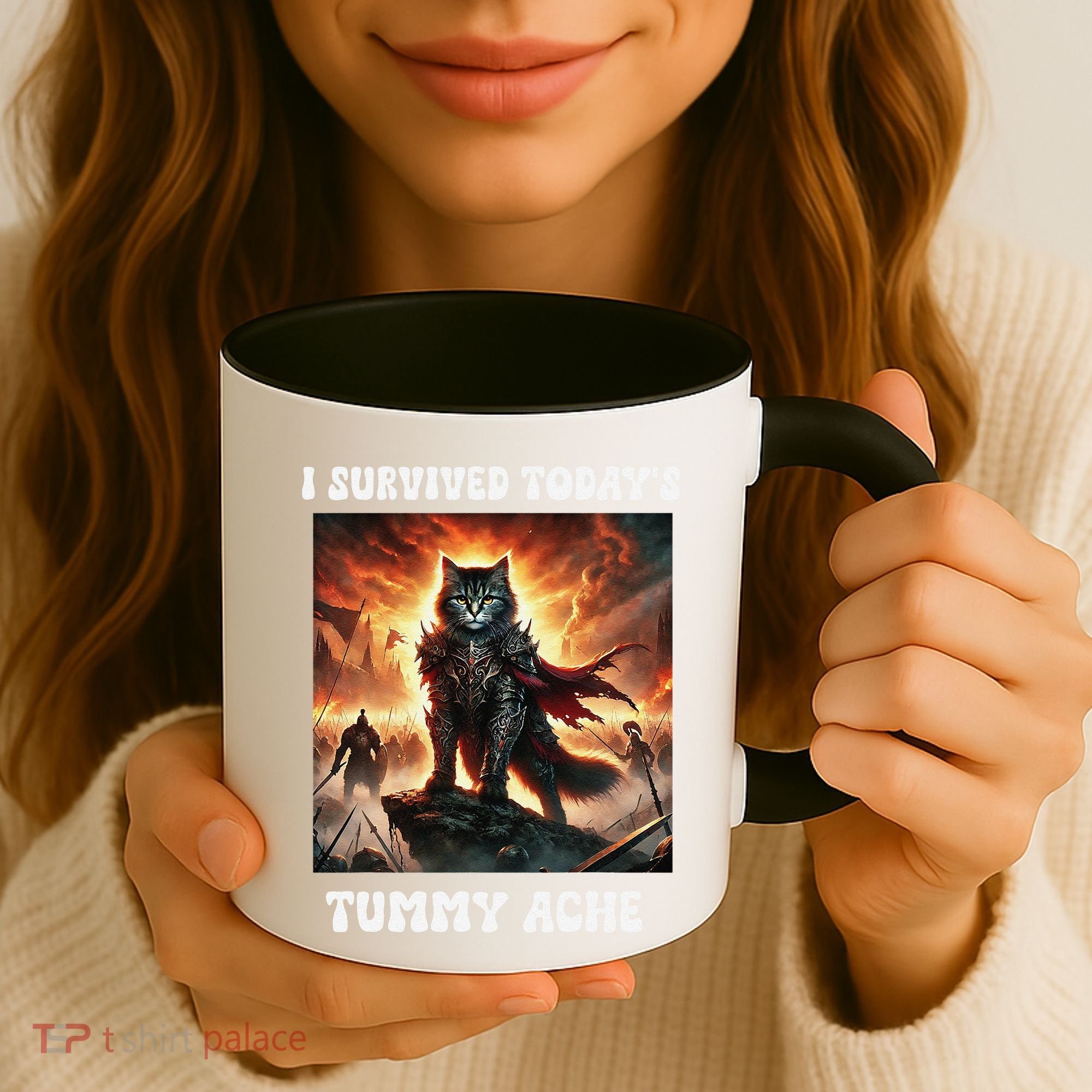 I Survived TodayS Tummy Ache Groovy Funny Cat Coffee Mug