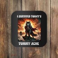 I Survived TodayS Tummy Ache Groovy Funny Cat Coaster thumb 0