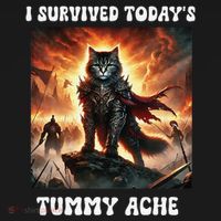 I Survived TodayS Tummy Ache Groovy Funny Cat Coaster thumb 2