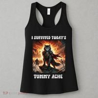 I Survived TodayS Tummy Ache Groovy Funny Cat Women's Tank Top thumb 3