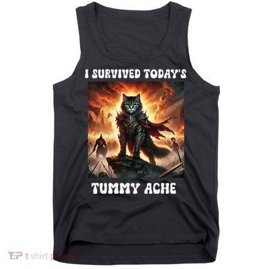 I Survived TodayS Tummy Ache Groovy Funny Cat Tank Top