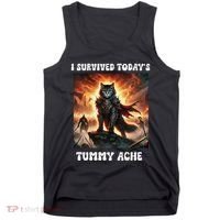 I Survived TodayS Tummy Ache Groovy Funny Cat Tank Top thumb 0