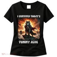 I Survived TodayS Tummy Ache Groovy Funny Cat Women's T-Shirt thumb 0