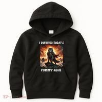 I Survived TodayS Tummy Ache Groovy Funny Cat Kids Hoodie thumb 0