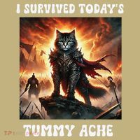 I Survived TodayS Tummy Ache Groovy Funny Cat Long Sleeve Shirt thumb 2