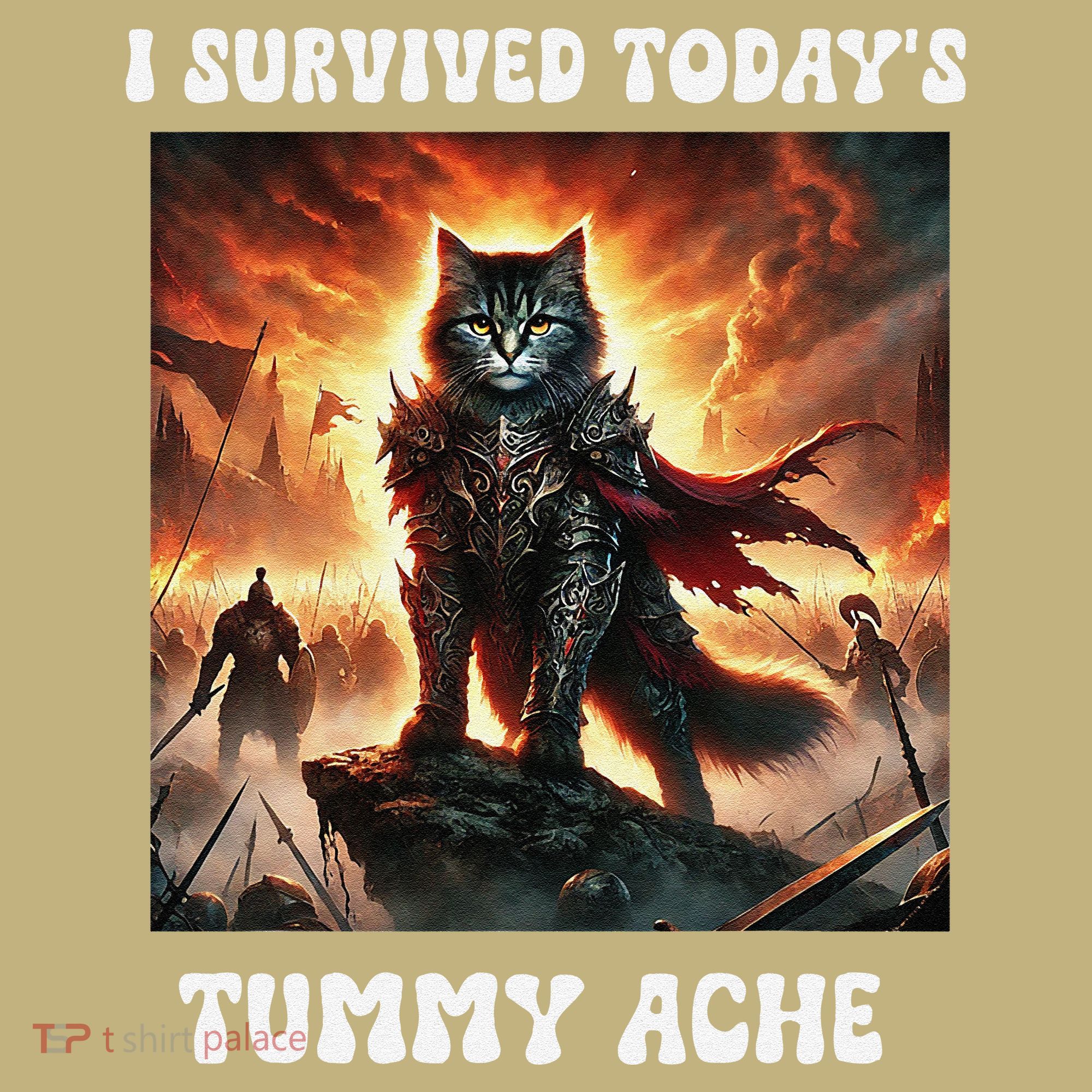 I Survived TodayS Tummy Ache Groovy Funny Cat Polo
